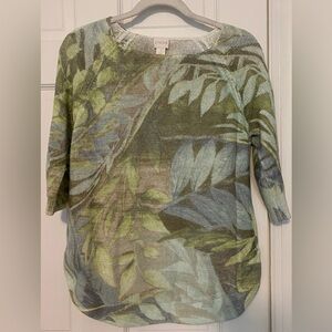 Chico’s Palm Leaves Tunic Sweater Sz 1 (M)